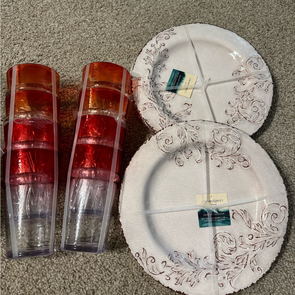 Set of 16 indoor/outdoor plates and cup set